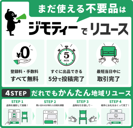 まだ使える不用品はジモティーでリユースしよう!